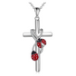 Red Ladybug Cross Pendant Simulated Diamond Holy Cross Necklace Lady Bug Jewelry Insect Lucky Bug Chain Birthday Gift 925 Sterling Silver 20in.