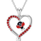 Ladybug Love Heart Necklace Red Diamond Pendant Lady Bug Jewelry Insect Lucky Bug Chain Birthday Gift 925 Sterling Silver 20in.