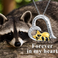 Racoon Heart Necklace Diamond Pendant Racoon Jewelry Chain Birthday Gift 925 Sterling Silver 20in.
