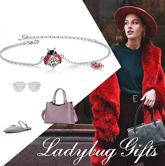 Ladybug Bracelet Necklace Ladybug Jewelry Lucky Chain Birthday Gift 925 Sterling Silver
