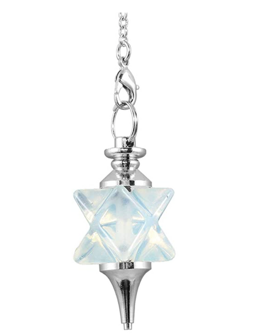 Crystal Merkaba Star Tetrahedron Necklace Pendulum Healing Reiki Wand Pendant Wond Chain Sacred Geometry Kabbalah Jewelry