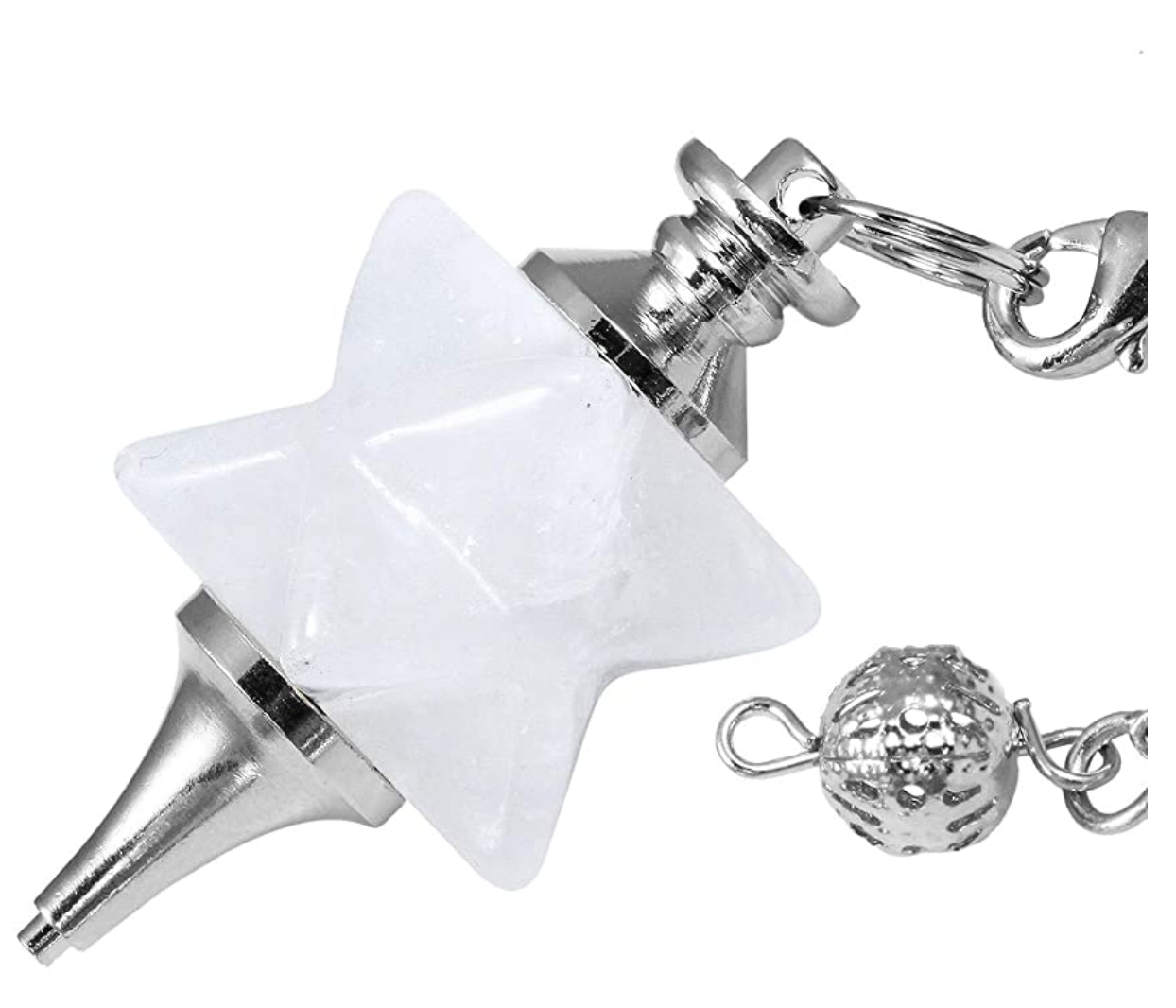 Crystal Merkaba Star Tetrahedron Necklace Pendulum Healing Reiki Wand Pendant Wond Chain Sacred Geometry Kabbalah Jewelry