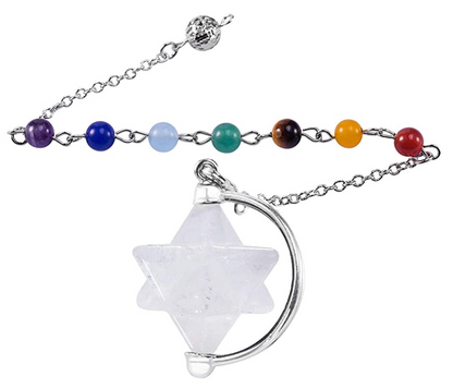 Star Tetrahedron Necklace Pendulum Crystal Merkaba Healing Reiki Wand Pendant Wond Chain Sacred Geometry Kabbalah Jewelry