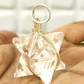 Natural Clear Quartz Merkaba Star Tetrahedron Pendant Necklace Pendulum Healing Reiki Pendant Chain Sacred Geometry Kabbalah Jewelry 1 inch.