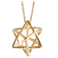 Gold Merkaba Necklace Star Tetrahedron Pendant Pendulum Healing Reiki Pendant Chain Sacred Geometry Kabbalah Jewelry 925 Sterling Silver 20Iin.