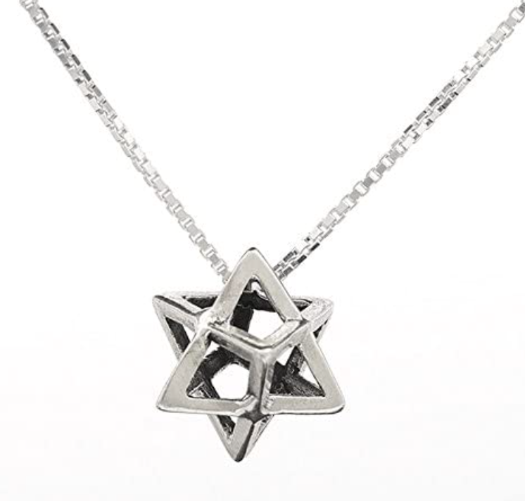 3D Merkaba Pendant Star Tetrahedron Necklace Pendulum Healing Reiki Pendant Chain Sacred Geometry Kabbalah Jewelry 925 Sterling Silver 18 - 24in.