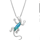 Blue Opal Lizard Necklace Pendant Gecko Jewelry Gift 925 Sterling Silver Chain 20in.