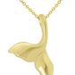 14k Gold Classic Curved Whale Tail Pendant for Necklace Chain Dolphin Whale Fin Beach Ocean Tropical Jewelry Hawaiian Gift.