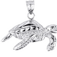 Sea Turtle Charm Pendant For Necklace Chain Turtle Beach Ocean Tropical Jewelry Hawaiian Gift 925 Sterling Silver
