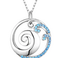 Blue Water Tide Ocean Wave Necklace Diamond Pendant Chain Ocean Tropical Surfer Jewelry Hawaiian Gift 925 Sterling Silver