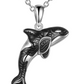 Black & White Orca Killer Whale 3D Necklace Pendant Killer Whale Beach Ocean Tropical Jewelry Hawaiian Chain Gift 925 Sterling Silver 20in.
