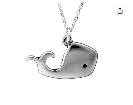 Cute Small Whale Necklace Dainty Pendant Whale Beach Ocean Tropical Jewelry Hawaiian Gift Chain 20in.