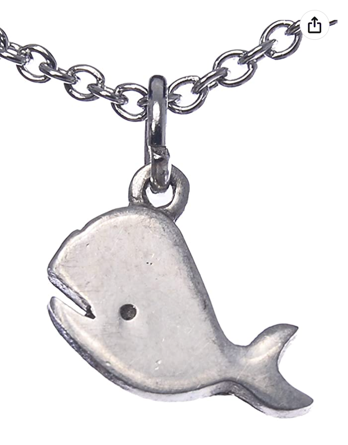 Cute Danity Whale Necklace Small Pendant Whale Beach Ocean Tropical Jewelry Hawaiian Chain Gift 20in.