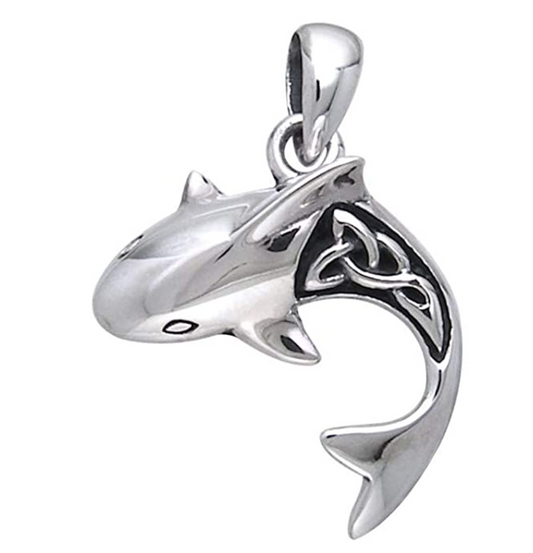 925 Sterling Silver Celtic Shark Pendant For Chain Necklace Celtic Shark Beach Ocean Tropical Jewelry Hawaiian Gift