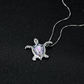Purple Blue Opal Turtle Necklace Pendant Beach Ocean Tropical Turtle Jewelry Hawaiian Chain Gift 925 Sterling Silver 20in.