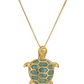Genuine Green Jade Turtle Necklace Pendant Beach Ocean Tropical Turtle Jewelry Hawaiian Chain Gift 925 Sterling Silver 20in.