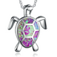 Pink Opal Turtle Necklace Multi Color Pendant Beach Ocean Tropical Blue Sea Turtle Jewelry Hawaiian Chain Gift 925 Sterling Silver 20in.