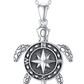 Turtle Compass Necklace Pendant Beach Ocean Tropical Sea Turtle Ocean Jewelry Hawaiian Chain Gift 925 Sterling Silver 20in.
