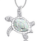 Cute White Opal Turtle Necklace Pendant Beach Ocean Tropical Sea Turtle Necklace Tortoise Jewelry Hawaiian Gift 925 Sterling Silver Chain 20in.