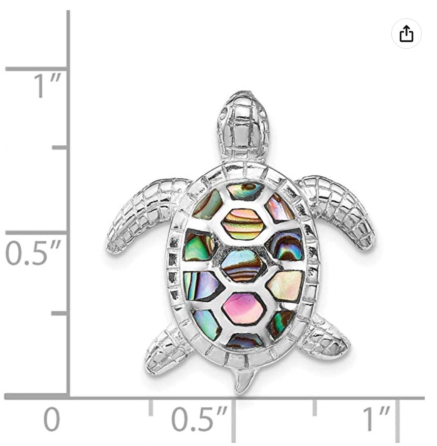 Cute Turtle Sterling Silver Abalone Textured Pendant For Necklace Chain Beach Ocean Tropical Sea Turtle Necklace Tortoise Jewelry Hawaiian Gift