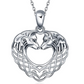 2 Wolf Heart Pendant Necklace Wolf Love Jewelry Celtic Knot Gift 925 Sterling Silver Chain 20in.