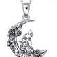 Wolf Moon Pendant Necklace Wolf Howling Jewelry Celtic Knot Gift 925 Sterling Silver Chain 20in.