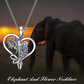 Cute Elephant Pendant Flower Necklace Baby Elephant Love Heart Jewelry Gift 925 Sterling Silver Chain 20in.