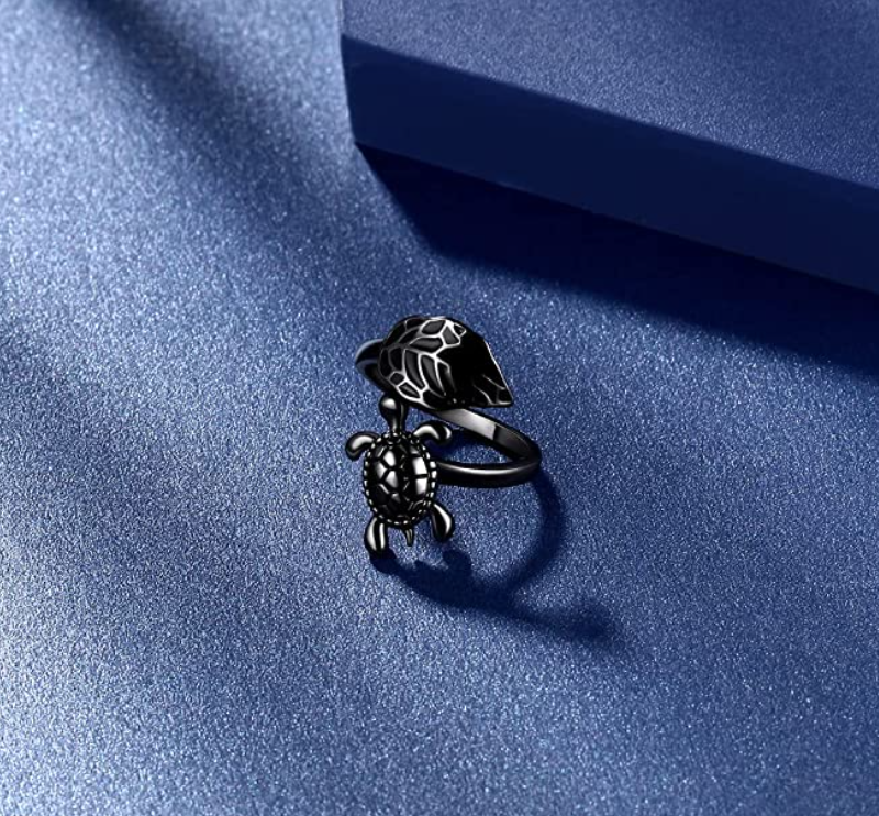 Turtle Ring Sea Turtle Jewelry Hawaiian Leaf Gift Gold Steel Stainless Steel Adjustable Ring