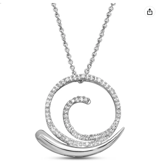 Cute Snail Diamond Necklace Pendant Snail Jewelry Birthday Gift 925 Sterling Silver Chain 20in.