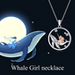 Whale Girl Necklace Pendant Whale Woman Jewelry Birthday Gift 925 Sterling Silver Chain 20in.