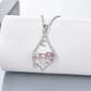 Rose Gold Cat Hanging Necklace Moon Pendant Black Cat Jewelry Birthday Gift 925 Sterling Silver Chain 20in.