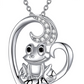 Frog Diamond Heart Pendant Necklace Love Frog Lucky Jewelry Birthday Gift 925 Sterling Silver Chain 20in.