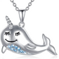 Narwhal Diamond Pendant Necklace Narwhal Whale Lucky Jewelry Birthday Gift 925 Sterling Silver Chain 20in.