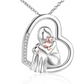 Cat & Dog Lover Diamond Pendant Heart Necklace Cat Dog Lucky Jewelry Birthday Gift 925 Sterling Silver Chain 20in.