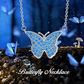 Cute Blue Butterfly Pendant Diamond Necklace Butterfly Jewelry Birthday Gift 925 Sterling Silver Chain 20in.