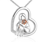 Cat & Dog Lover Diamond Pendant Heart Necklace Cat Dog Lucky Jewelry Birthday Gift 925 Sterling Silver Chain 20in.