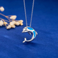 Cute Blue Opal Dolphin Necklace Pendant Dolphin Beach Ocean Tropical Jewelry Hawaiian Gift 925 Sterling Silver 20in.