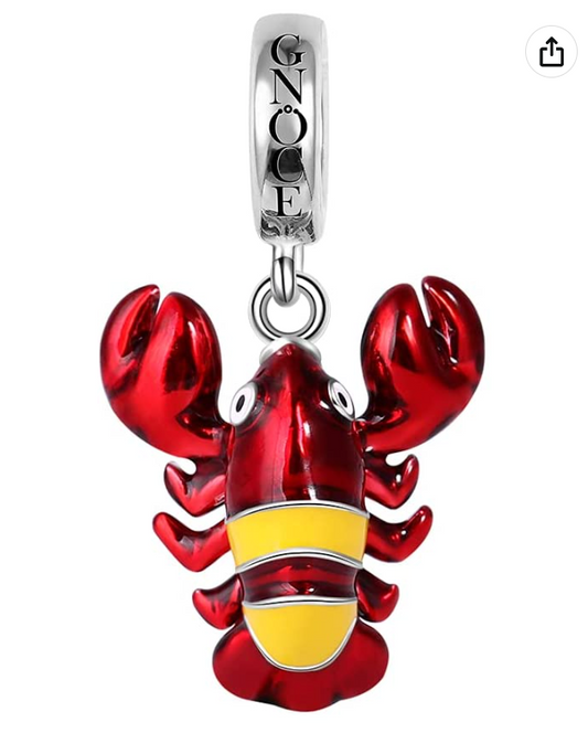 Cute Lobster Charm Bracelet Pendant Red Lobster Jewelry Birthday Gift 925 Sterling Silver