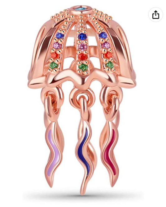 Rose Gold Cute Jelly Fish Charm Bracelet Pendant Jellyfish Jewelry Birthday Gift 925 Sterling Silver