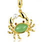 Cute Gold Green Crab Charm Bracelet Pendant Crab Jewelry Birthday Gift 925 Sterling Silver