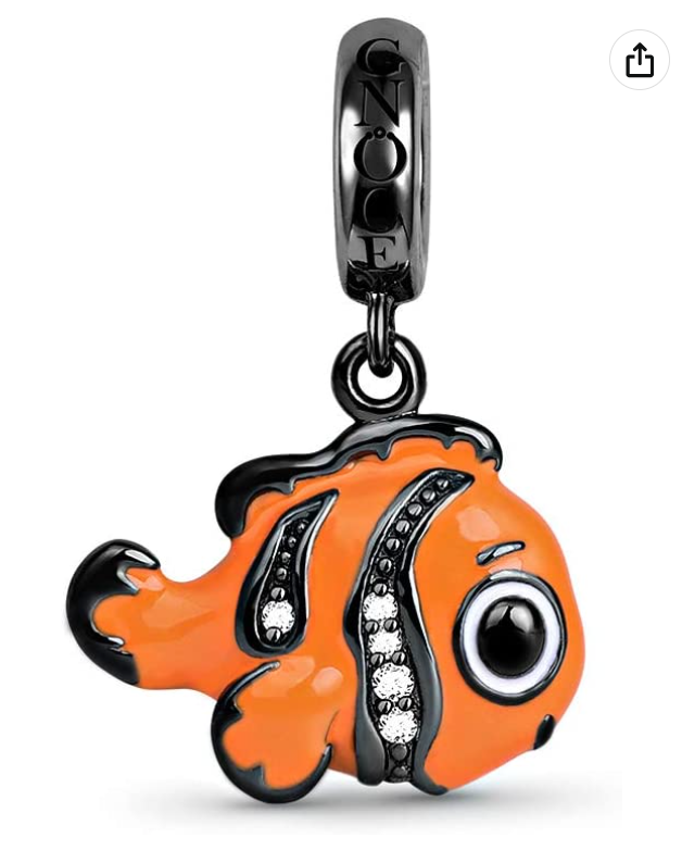 Cute Clown Fish Charm Bracelet Pendant Gold Fish Jewelry Birthday Gift 925 Sterling Silver