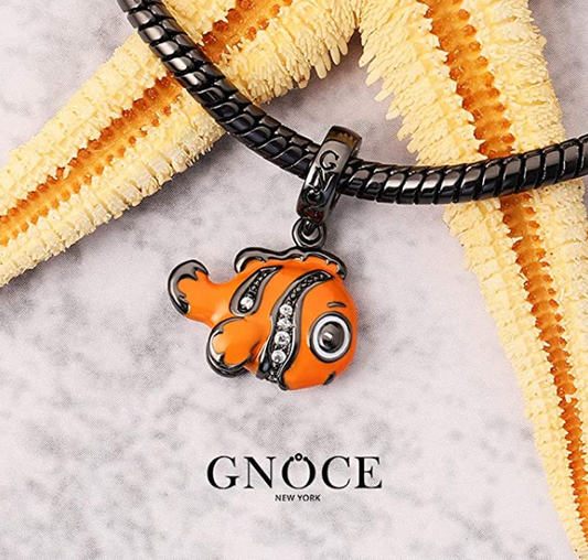 Cute Clown Fish Charm Bracelet Pendant Gold Fish Jewelry Birthday Gift 925 Sterling Silver