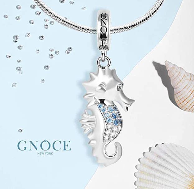 Cute Sea Horse Charm Bracelet Diamond Pendant Seahorse Jewelry Birthday Gift 925 Sterling Silver