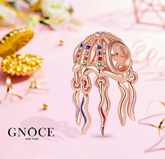 Rose Gold Cute Jelly Fish Charm Bracelet Pendant Jellyfish Jewelry Birthday Gift 925 Sterling Silver