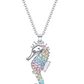 Rainbow Necklace Diamond Pendant Whale Shark Dolphin Seahorse Sea Turtle Starfish Beach Ocean Tropical Jewelry Hawaiian Gift 925 Sterling Silver Chain 20in.