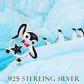 925 Sterling Silver Penguin Pendant Necklace Chain Penguin King Star Jewelry Gift 20in.