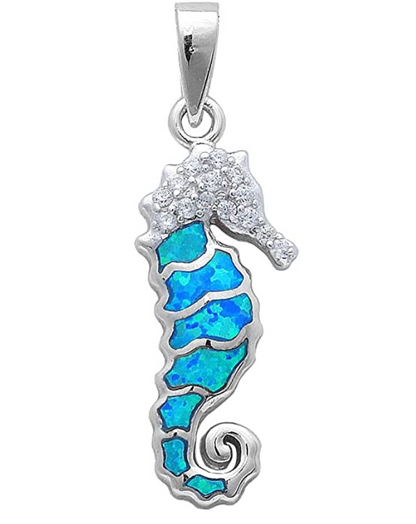 Cute Sea Horse Opal Charm Bracelet Pendant for Necklace Seahorse Jewelry Birthday Gift 925 Sterling Silver Rose Gold