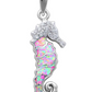 Cute Sea Horse Opal Charm Bracelet Pendant for Necklace Seahorse Jewelry Birthday Gift 925 Sterling Silver Rose Gold