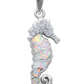 Cute Sea Horse Opal Charm Bracelet Pendant for Necklace Seahorse Jewelry Birthday Gift 925 Sterling Silver Rose Gold