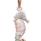 Cute Sea Horse Opal Charm Bracelet Pendant for Necklace Seahorse Jewelry Birthday Gift 925 Sterling Silver Rose Gold